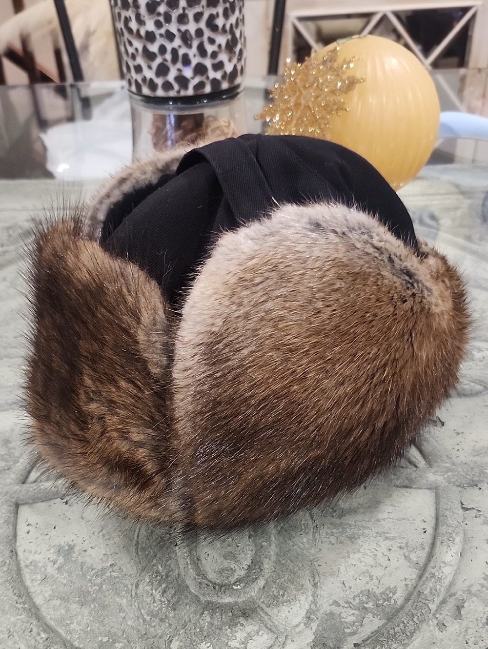 Mens Or Womens Wool And Muskart Fur Hat Large
